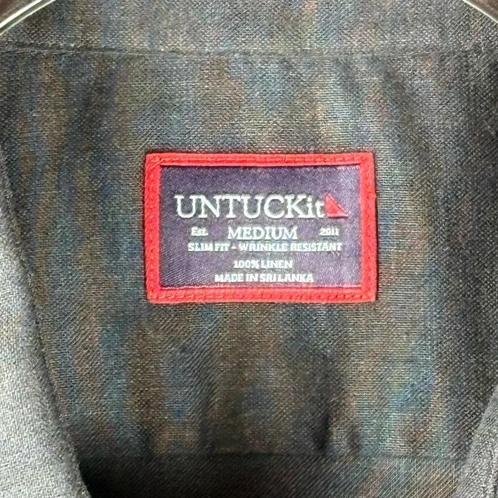 UNTUCKit Cameron Black Linen Short Sleeve Shirt Medium Slim Fit - Picture 2 of 7